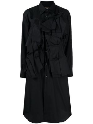 Comme Des Garçons robe mi-longue en coton à appliqués - Noir