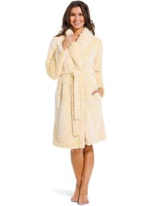 Gele damesbadjas fleece fluffy - kort model-(52-54) XXL