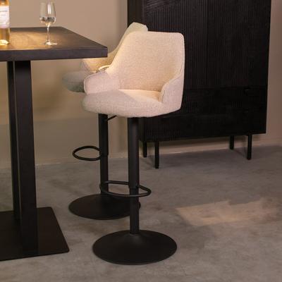 LABEL51 Draaibare Barkruk 'Fender' Bouclé, kleur Naturel (zithoogte 64-84cm)