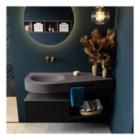 Mondiaz Riva 120cm badmeubel onderkast planchet kleur urban met 1 lade wastafel links kleur donker grijs