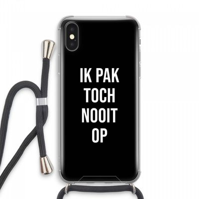 Ik pak nooit op - Zwart: iPhone XS Max Transparant Hoesje met koord