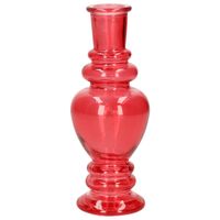 Kaarsen kandelaar Venice - gekleurd glas - helder koraal rood - D5,7 x H15 cm - kaars kandelaars - thumbnail