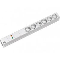 333.402  - 19-inch power strip, multiple socket 6-pin Schuko, 1x full unit protection, aluminum, 333.402 - thumbnail