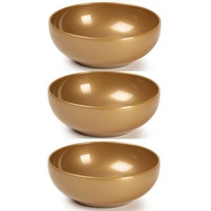 Set van 6x kommetjes/schaaltjes - Dessert/ontbijt - Kunststof - D16 cm - Goud-kleurig