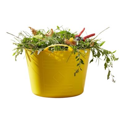 Flexibele kuip / emmer - geel - 15 liter - kunststof - 35 x 28 cm - met handvatten