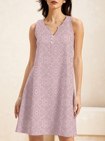 Casual Notched Loose Plain Dress With No - thumbnail