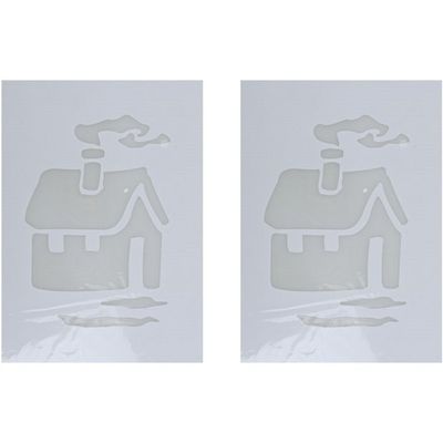 2x Kerst raamsjablonen/raamdecoratie kerst huis plaatjes 35 cm