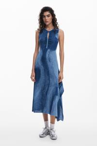 Jacquard cut-out jurk - BLUE - XS