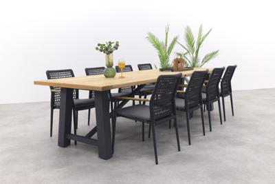Lumino/Keltex stapelbare tuinset 330x101 cm. (9-delig) - Teak/Antraciet