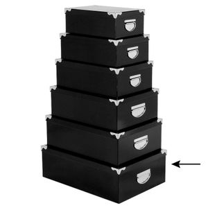 5Five Opbergdoos/box - 4x - zwart - L48 x B33.5 x H16 cm - Stevig karton - Blackbox