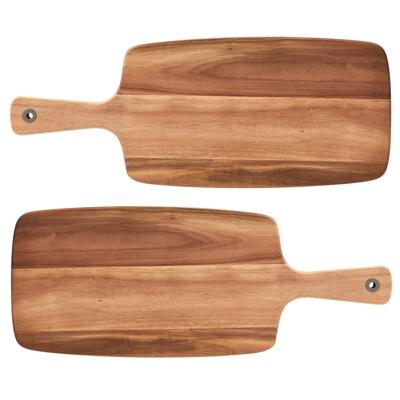 Zeller Rechthoekige Acacia houten keuken snijplank - 2x - met handvat - 20 x 52 cm - serveerplank