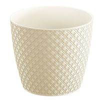 Orient stijl plantenpot/bloempot kunststof dia 16 cm en hoogte 14 cm creme wit - thumbnail