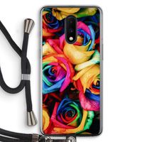 Neon bloemen: OnePlus 7 Transparant Hoesje met koord