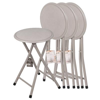 Urban Living Bijzet krukje - 4x - grijs - metaal - 30 x 45 cm - inklapbaar - woonaccessoires