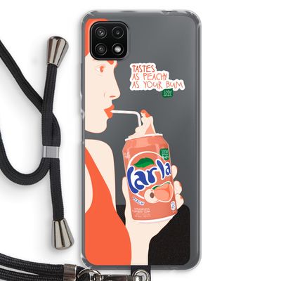 Peach please!: Samsung Galaxy A22 5G Transparant Hoesje met koord
