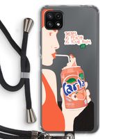 Peach please!: Samsung Galaxy A22 5G Transparant Hoesje met koord