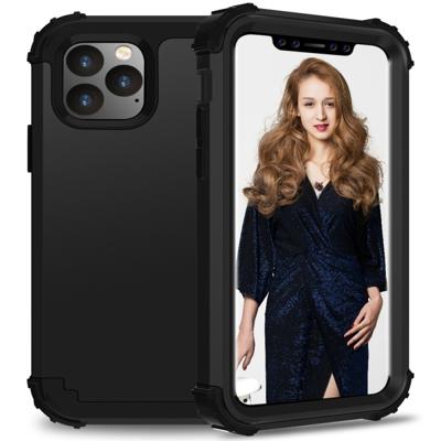 Voor iPhone 11 Pro PC + siliconen driedelige anti-drop mobiele telefoon bescherming Bback cover (zwart)