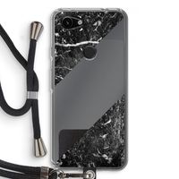Zwart marmer: Pixel 3a Transparant Hoesje met koord