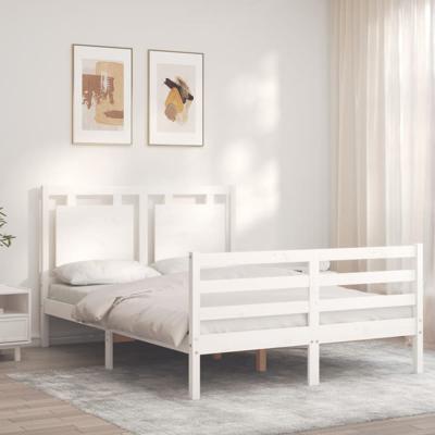 Bedframe met hoofdbord massief hout wit