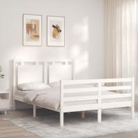 Bedframe met hoofdbord massief hout wit