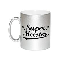 Zilveren super meester beker / mok bedankt 330 ml - Meesterdag/einde schooljaar cadeau   - - thumbnail
