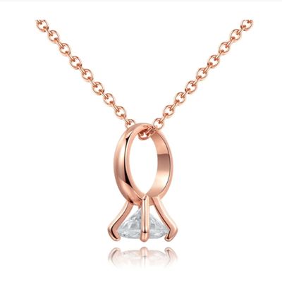 Rose kleurige Dames Ketting Ring met Zirkonia Edelstaal
