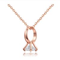 Rose kleurige Dames Ketting Ring met Zirkonia Edelstaal