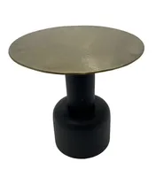 salontafel rond antique goud met mat zwart alu 45x45x45cm - thumbnail