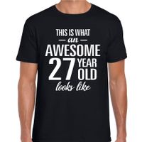 Awesome 27 year / 27 jaar cadeau t-shirt zwart heren - thumbnail