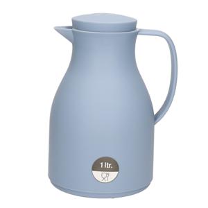 Isoleerkan - blauw - met drukknop - 1 liter - Koffiekan - thermoskan - warmhoud kan