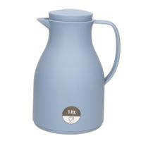 Isoleerkan - blauw - met drukknop - 1 liter - Koffiekan - thermoskan - warmhoud kan