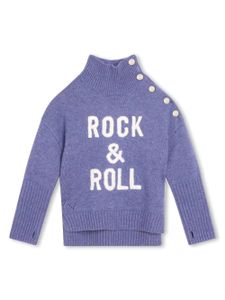 Zadig & Voltaire Kids pull col montant à slogan imprimé - Violet