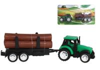 Partij van 20 stuks Tractor met aanhanger en 3 boomstammen