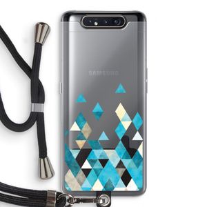 Gekleurde driehoekjes blauw: Samsung Galaxy A80 Transparant Hoesje met koord