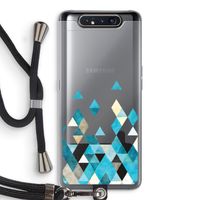 Gekleurde driehoekjes blauw: Samsung Galaxy A80 Transparant Hoesje met koord