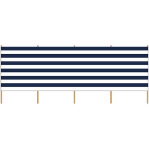 Strand/camping windscherm gestreept wit/blauw 4,65 x 1,50 meter