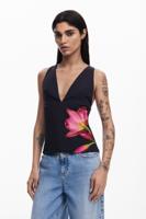 Bloemen T-shirt - BLACK - XL