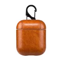 Draadloze oortelefoons Litchi textuur schokbestendig silicone beschermhoes voor Apple AirPods 1/2 (licht bruin)