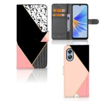 OPPO A17 | Book Case | Zwart Roze Vormen | Portemonnee hoesje