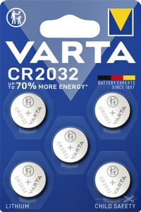 Batterij Varta knoopcel CR2032 lithium blister ÃƒÆ' 5stuk