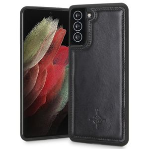NorthLife - Samsung Galaxy S21 - Backcover hoesje Echt Leer - Zwart