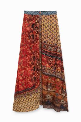 Lange rok met bloemen - ORANGE - 38