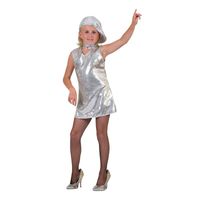 Zilveren glitter carnaval verkleed jurk pailletten voor meisjes - thumbnail