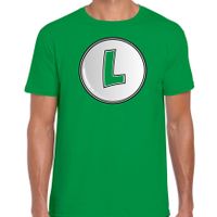 Game verkleed t-shirt voor heren - loodgieter Luigi - groen - carnaval/themafeest kostuum