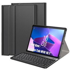 Lunso - Lenovo Tab M10 Gen 3 (3e generatie) - Afneembare Toetsenbord Hoes - Zwart