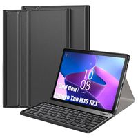 Lunso - Lenovo Tab M10 Gen 3 (3e generatie) - Afneembare Toetsenbord Hoes - Zwart