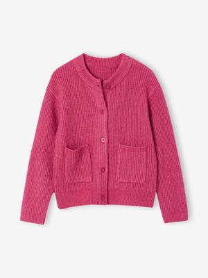 Vestje voor meisjes van fijn, schuimig breisel pioenroos