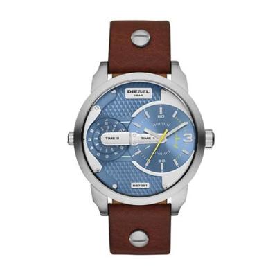 Diesel Heren Mini Daddy DZ7321 bruin lederen quartz horloge