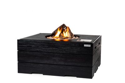 Happy Cocooning: Vuurtafel Rechthoek Teak - zwart