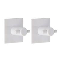 Plakhaakjes vierkant - 2x stuks?- 4,5 cm - Zelfklevende ophang haakjes - kunststof - wit